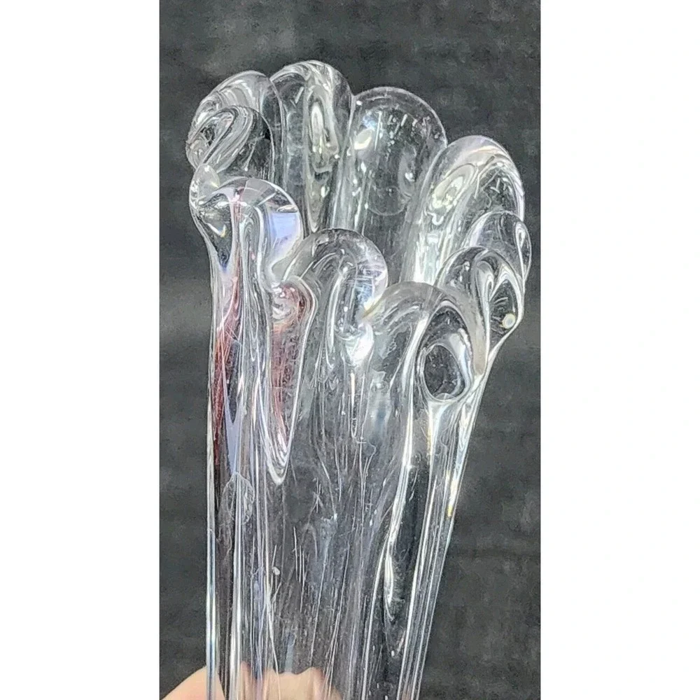 Vintage Clear‎ Ribbed Swung Stretch Glass Vase 12